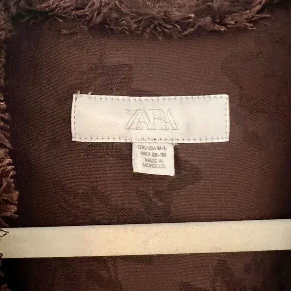 Zara Chocolate Brown Wrap Kimono Jacket Cardigan Short Sleeve - Picture 2 of 3